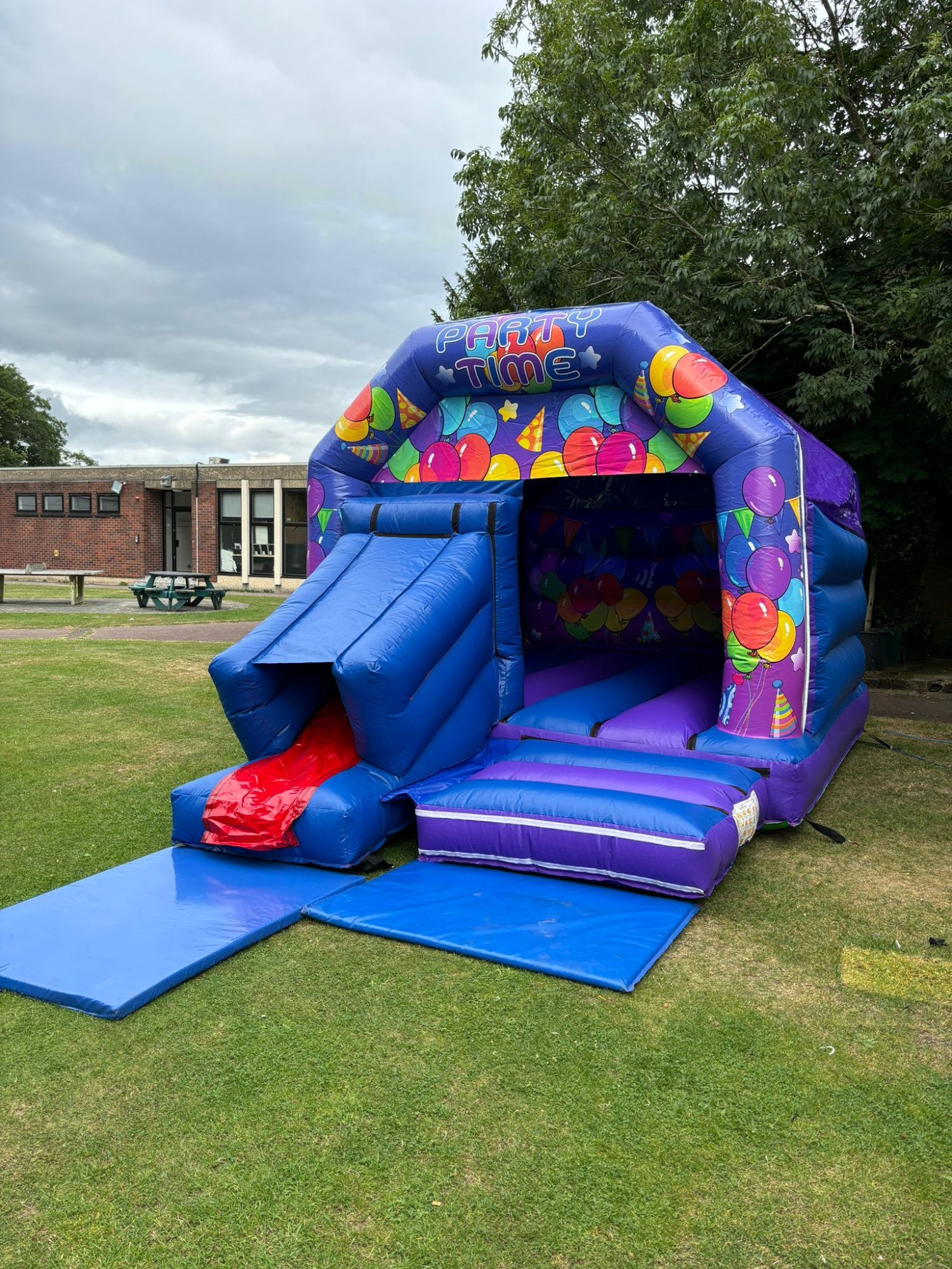 Blue Party Time Bouncy Castle With Slide