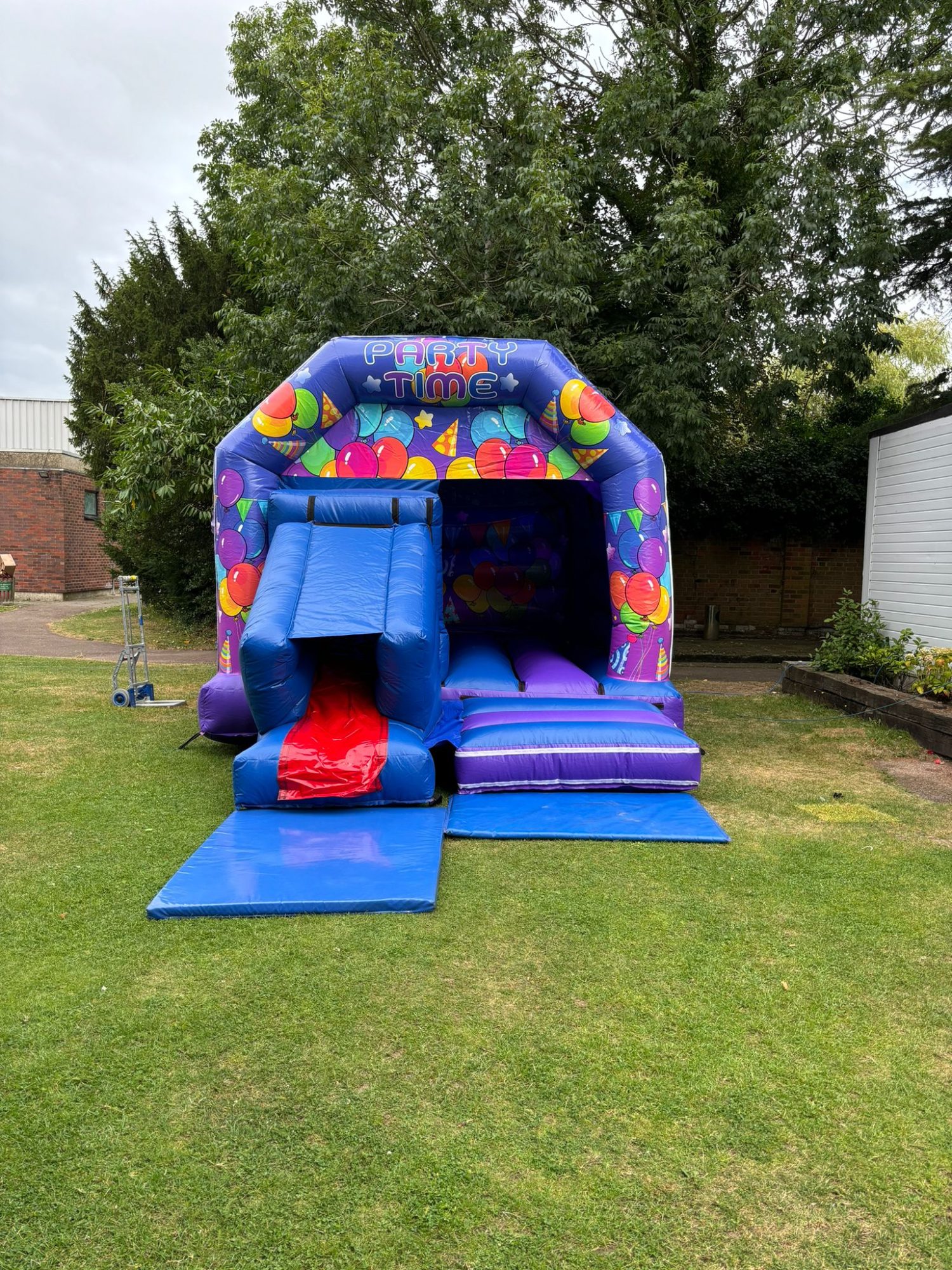 Blue Party Time Bouncy Castle With Slide