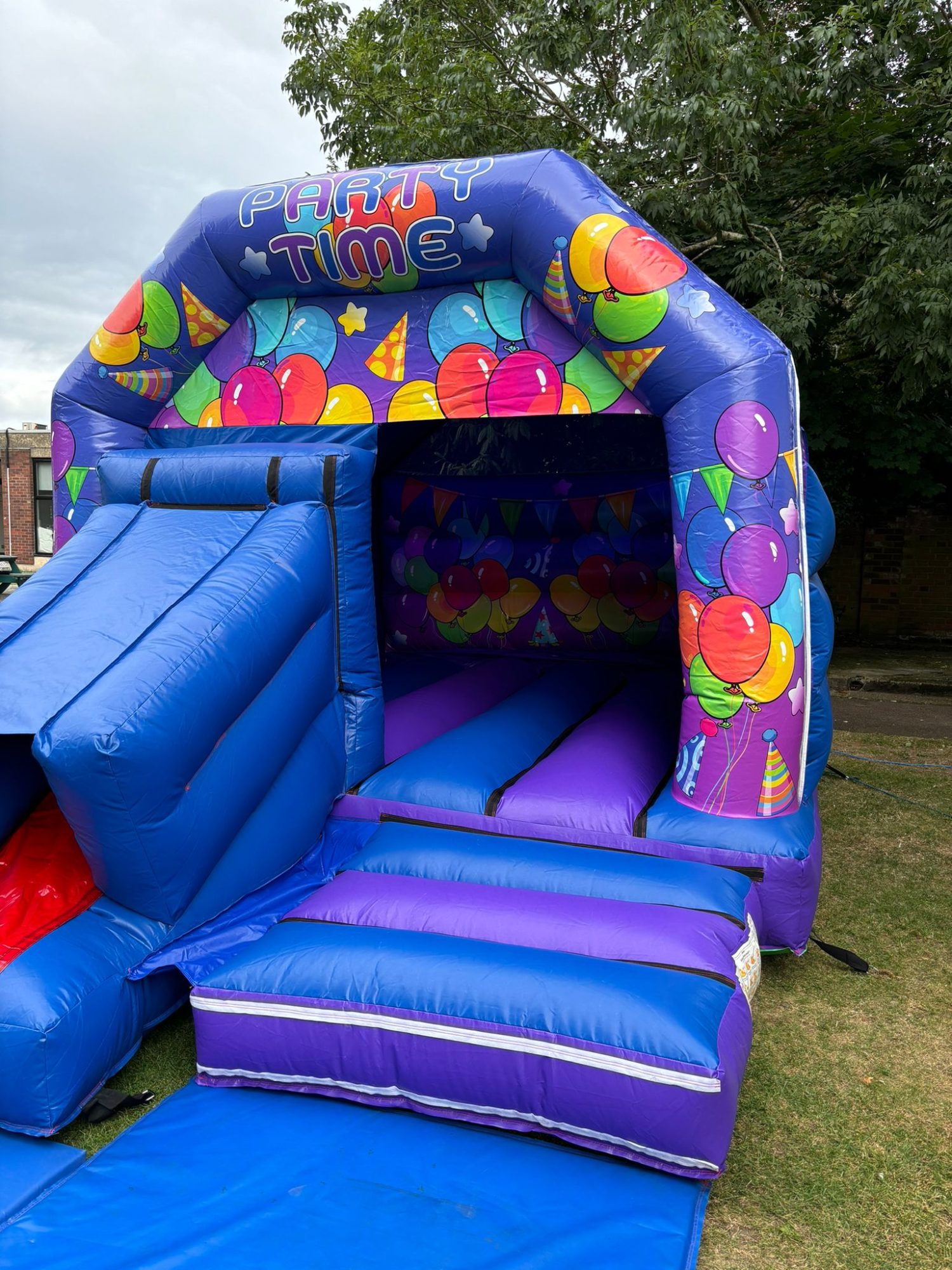 Blue Party Time Bouncy Castle With Slide