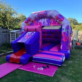 Pink Party Time Bouncy Castle with Slide Hire